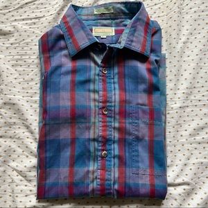 Vintage 80s 90s Short Sleeve Button Down Plaid Bright Shirt Intrepid